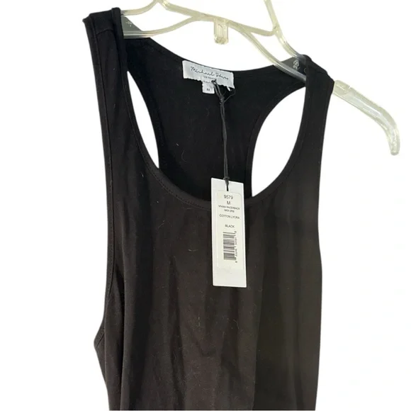 Michael Stars racerback ruched tank dress size M black NWT B-34 - Picture 2 of 4